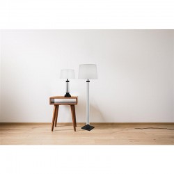 64590-006 Clear Glass & Black Floor Lamp with White Shade