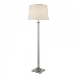 64591-006 Clear Glass & Satin Silver Floor Lamp with White Shade