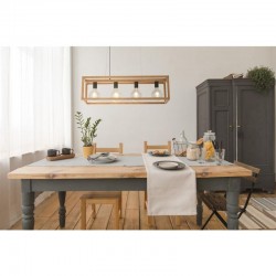 64603-006 Wooden & Black 4 Light over Island Fitting