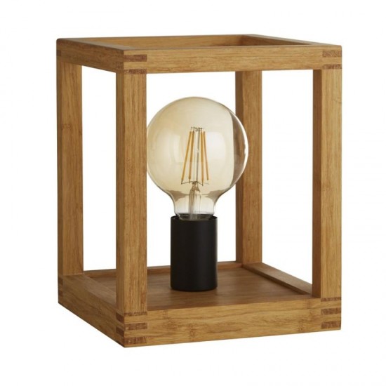 64604-006 Wooden & Black Table Lamp