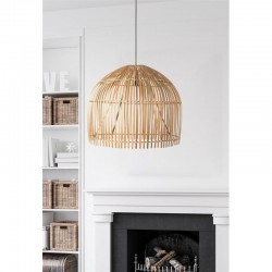 64646-006 Black Pendant with Natural Bamboo Shade