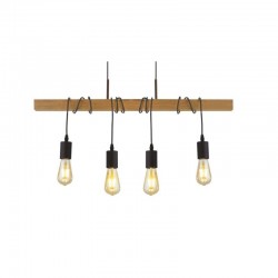 64688-006 Wooden & Matt Black 4 Light over Island Fitting
