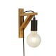 64690-006 Wooden & Matt Black Plug-In Wall Lamp