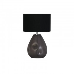 75476-006 Black Punched Glass Table Lamp with Black Linen Shade
