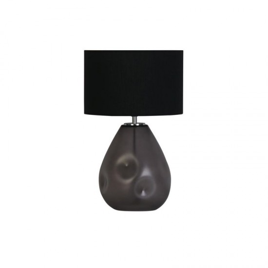 75476-006 Black Punched Glass Table Lamp with Black Linen Shade