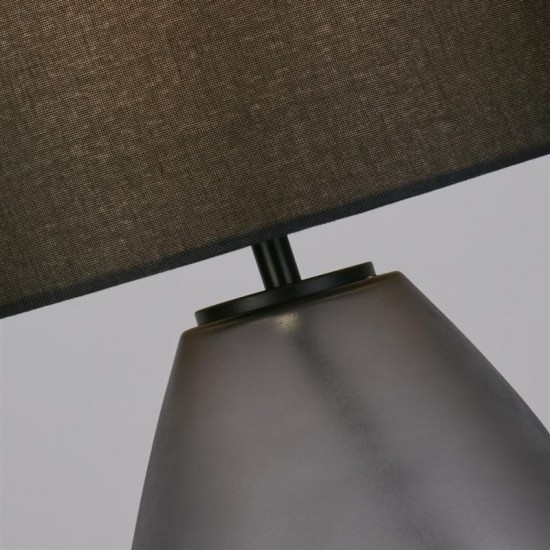 75476-006 Black Punched Glass Table Lamp with Black Linen Shade