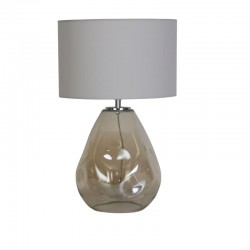 75475-006 Champagne Punched Glass Table Lamp with Off White Linen Shade