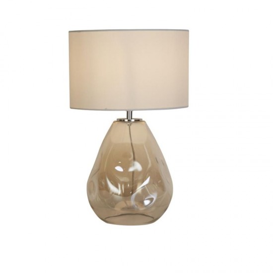 75475-006 Champagne Punched Glass Table Lamp with Off White Linen Shade
