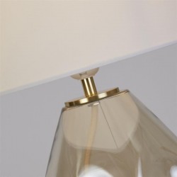 75475-006 Champagne Punched Glass Table Lamp with Off White Linen Shade