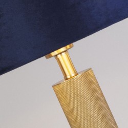 72043-006 Knurled Brass Table Lamp with Navy Velvet Shade & Gold Inner