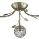 33086-006 Antique Brass 3 Light Semi Flush with Crystal