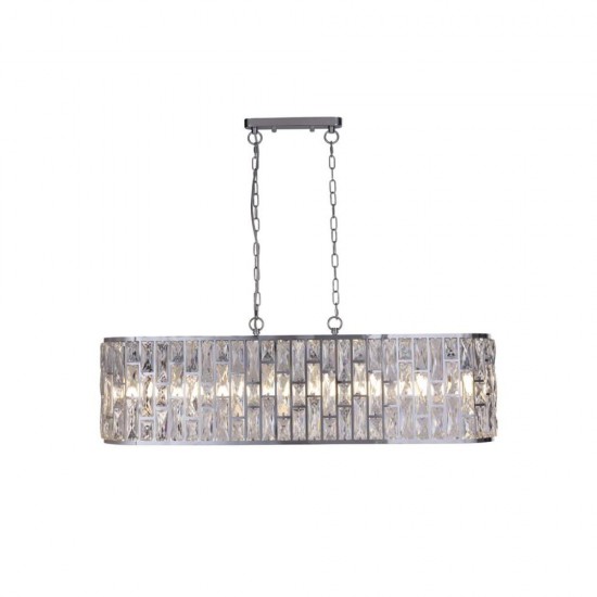 79227-006 Chrome 8 Light over Island Fitting with Clear Crystal