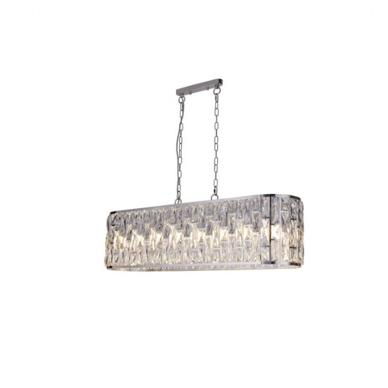 79227-006 Chrome 8 Light over Island Fitting with Clear Crystal