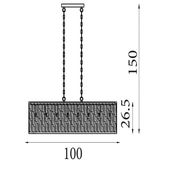 79227-006 Chrome 8 Light over Island Fitting with Clear Crystal