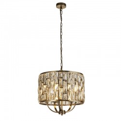 72054-006 Antique Brass 5 Light Pendant with Amber Crystal 72054-006 Antique Brass 5 Light Pendant with Amber Crystal