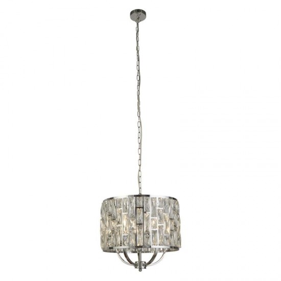 59595-006 Chrome 5 Light Pendant with Clear Crystal