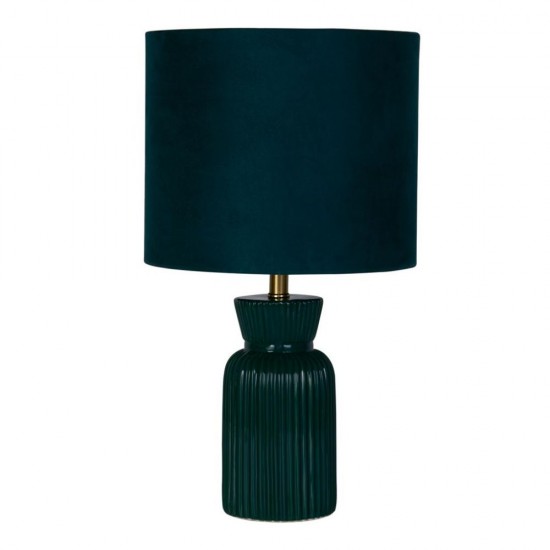 79228-006 Emerald Ceramic Table Lamp with Green Velvet Shade