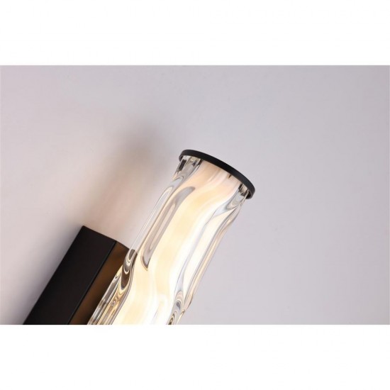79233-006 Matt Black LED Wall Lamp with Decorative Glass