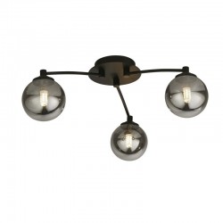 67197-006 Black 3 Light Semi Flush with Smoked Glasses