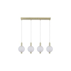 79240-006 Satin Brass 4 Light LED over Island Fitting with White Ribbed Glass