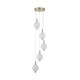 79241-006 Satin Brass 5 Light LED Cluster Pendant with White Ribbed Glass