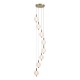 79242-006 Satin Brass 8 Light LED Cluster Pendant with White Ribbed Glass