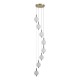 79242-006 Satin Brass 8 Light LED Cluster Pendant with White Ribbed Glass