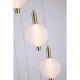 79242-006 Satin Brass 8 Light LED Cluster Pendant with White Ribbed Glass