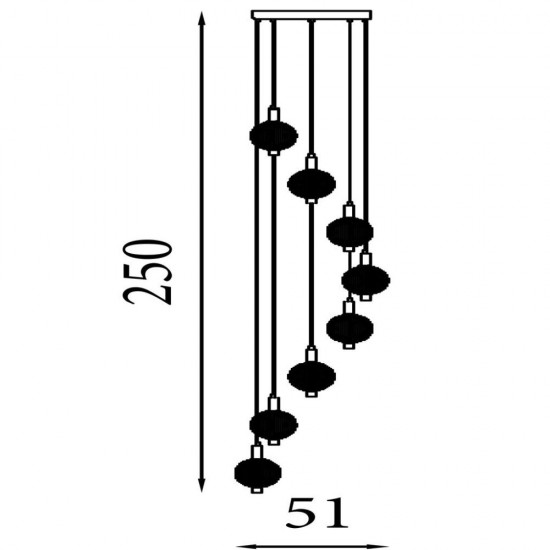 79242-006 Satin Brass 8 Light LED Cluster Pendant with White Ribbed Glass