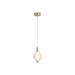 79243-006 Satin Brass LED Pendant with White Ribbed Glass