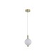 79243-006 Satin Brass LED Pendant with White Ribbed Glass