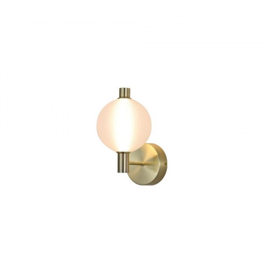 79244-006 Satin Brass LED Wall Lamp with White Ribbed Glass