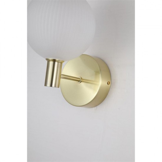 79244-006 Satin Brass LED Wall Lamp with White Ribbed Glass