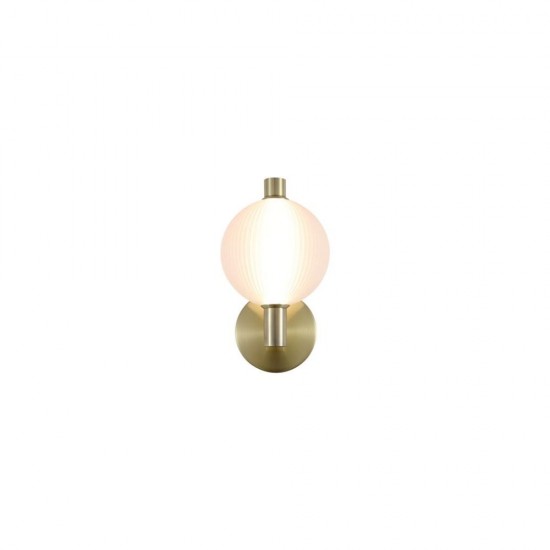 79244-006 Satin Brass LED Wall Lamp with White Ribbed Glass