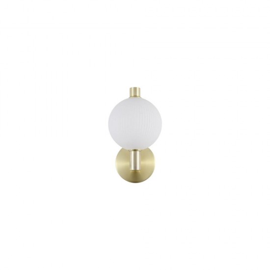 79244-006 Satin Brass LED Wall Lamp with White Ribbed Glass