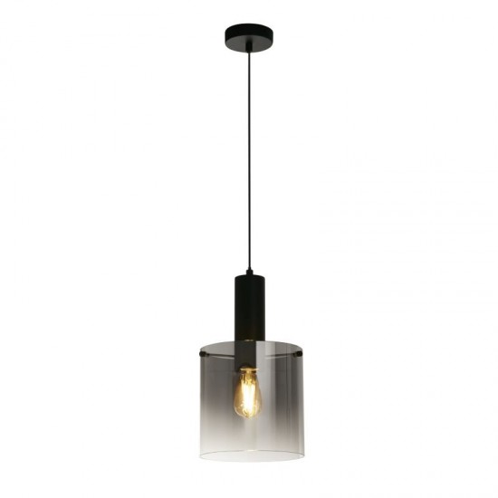 72181-006 Matt Black Pendant with Smoked Ombre Glass