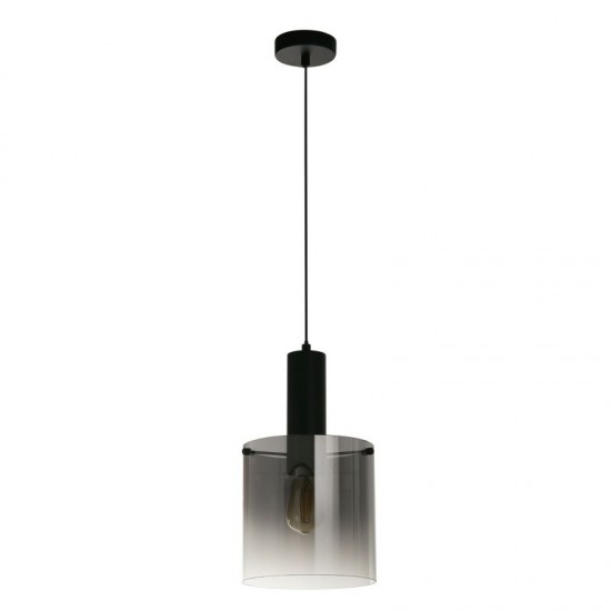 72181-006 Matt Black Pendant with Smoked Ombre Glass