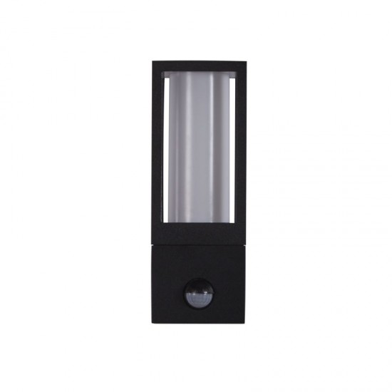 72190-006 Black PIR Wall Lamp with Matt White Diffuser