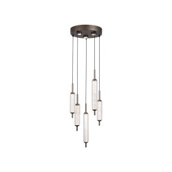 79246-006 Latte 8 Light LED Cluster Pendant with Clear Bubble Glass