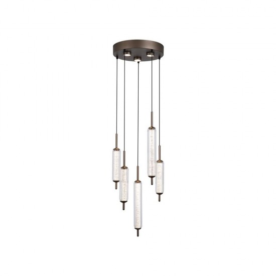 79246-006 Latte 8 Light LED Cluster Pendant with Clear Bubble Glass
