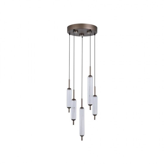 79246-006 Latte 8 Light LED Cluster Pendant with Clear Bubble Glass