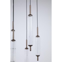 79246-006 Latte 8 Light LED Cluster Pendant with Clear Bubble Glass