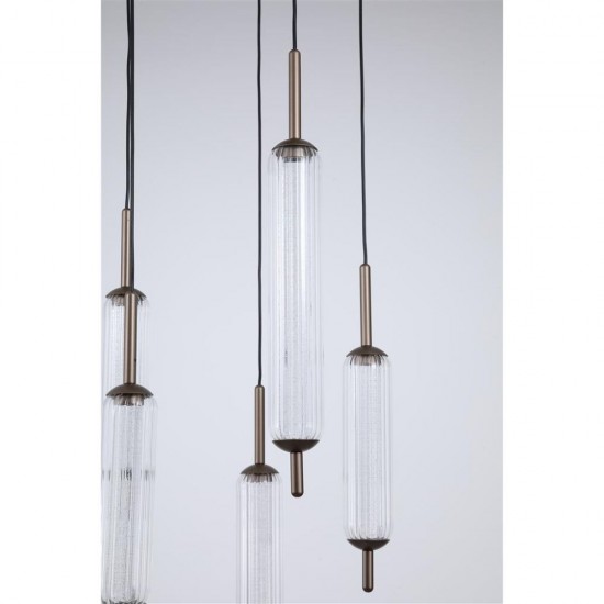 79246-006 Latte 8 Light LED Cluster Pendant with Clear Bubble Glass