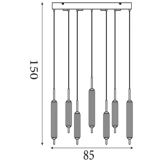 79247-006 Latte 11 Light LED over Island Fitting with Clear Bubble Glass