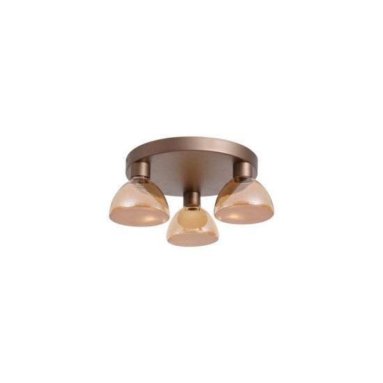 79255-006 Latte 3 Light LED Semi Flush with Amber Glass