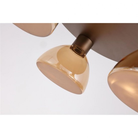 79255-006 Latte 3 Light LED Semi Flush with Amber Glass