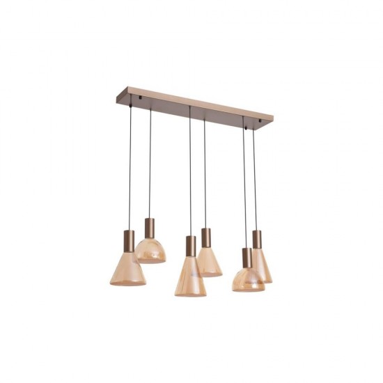 79256-006 Latte 6 Light LED over Island Fitting with Amber Glass