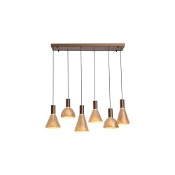 79256-006 Latte 6 Light LED over Island Fitting with Amber Glass