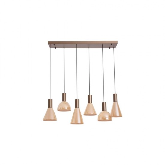 79256-006 Latte 6 Light LED over Island Fitting with Amber Glass