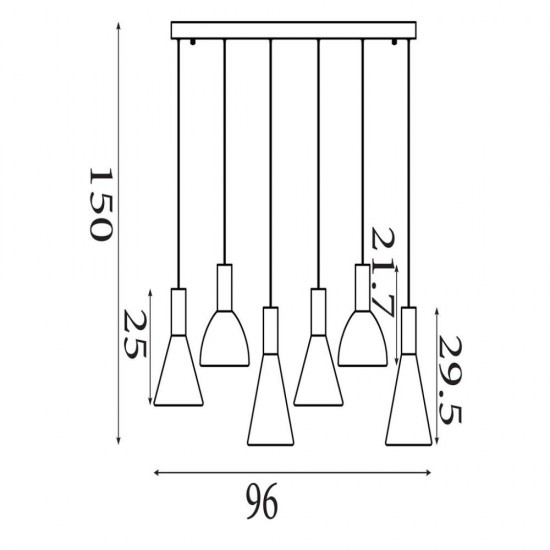 79256-006 Latte 6 Light LED over Island Fitting with Amber Glass